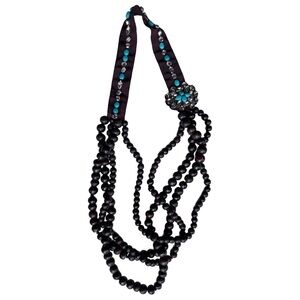 Stella & Dot Brown Multi-Strand Beaded Necklace with Turquoise Accent